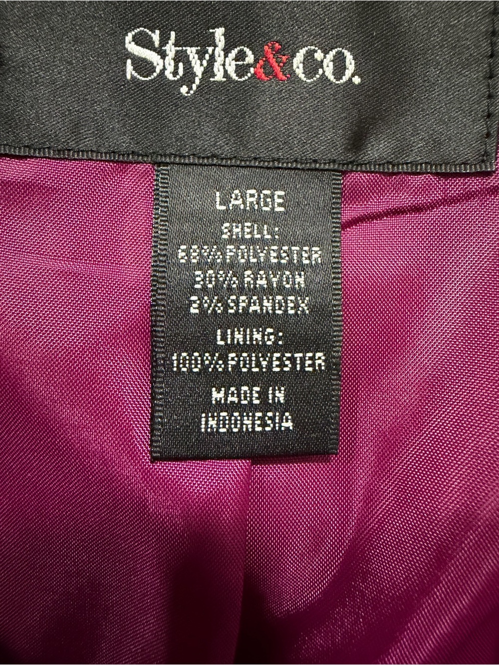 In Perfect condition Style & Co. Purple
Double Breasted Button women Jacket SZ L - Picture 13 of 13